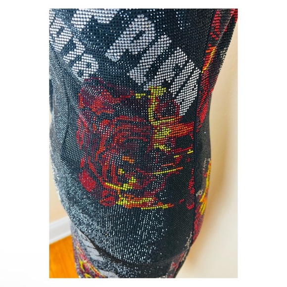 New! Rare PHILIPP PLEIN Logo Rhinestone Embellished Fire Rose Print Mini Dress - Picture 11 of 16